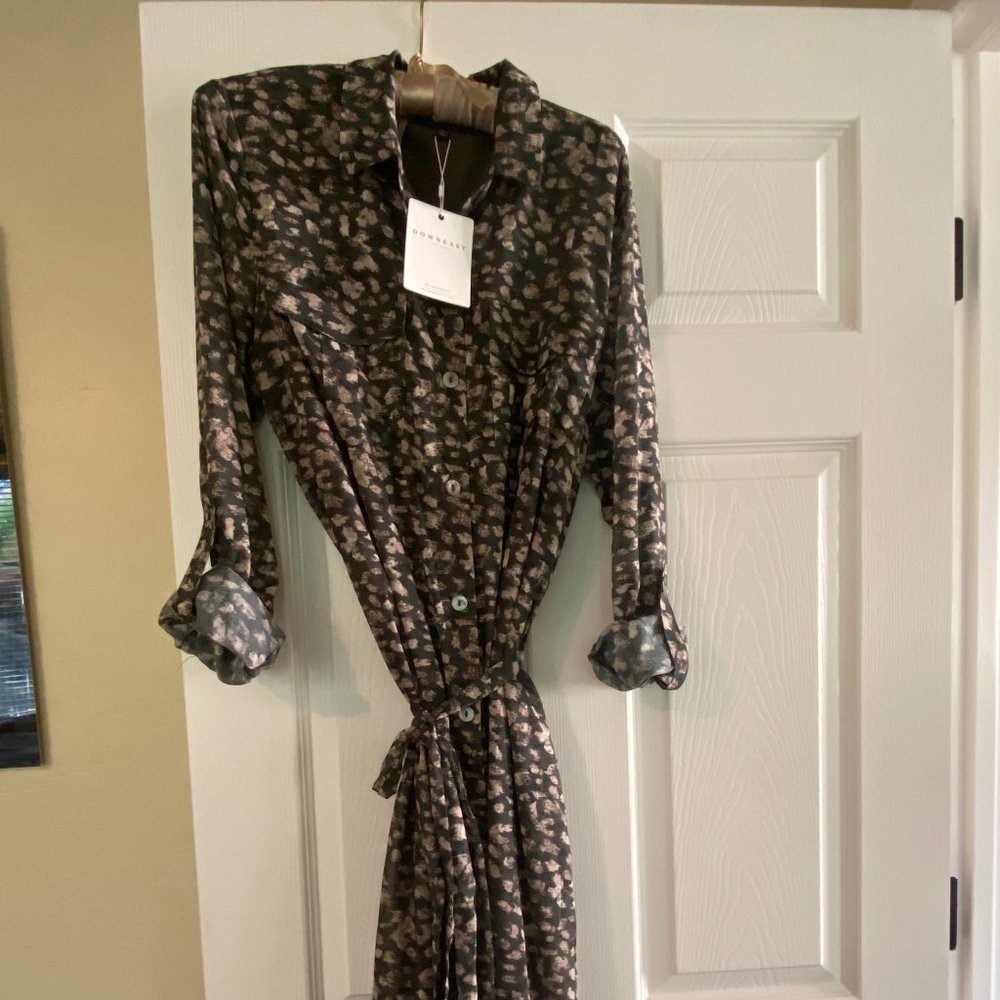 Olive Mix Flora Safari Shirt Dress